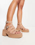 Фото #4 товара ASOS DESIGN Wide Fit Highway chunky mid heeled sandals in beige