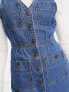 Фото #5 товара ASOS DESIGN denim vintage mini dress with button through in midwash blue