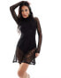 Фото #2 товара ASOS DESIGN lace overlay body flippy mini dress in black