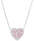 ფოტო #1 პროდუქტის Pink & White Cubic Zirconia Heart Halo Pendant Necklace in Sterling Silver, 18" + 2" extender