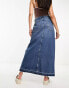 Фото #2 товара ONLY front split denim midi skirt in mid blue