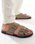 schuh Santiago footbed sandals in taupe suede