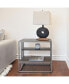 Metal Frame Wood Living Room End Table with Shelf