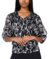 ფოტო #1 პროდუქტის Petite Printed Metallic V-Neck Blouson Top