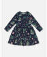 Фото #1 товара Toddler Girls Jersey Long Sleeve Dress Navy Printed Bambi - Toddler|Child