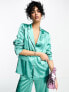 Vila satin blazer co-ord in green