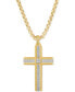 ფოტო #1 პროდუქტის Diamond Two-Toned Religious Cross 22" Pendant Necklace (1/20 ct. t.w.) in Stainless Steel & Gold-Tone Ion-Plated Stainless Steel, Created for Macy's