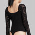 Фото #1 товара Women's Long Sleeve Lace Bodysuit - Wild Fable Black S