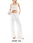 Фото #1 товара ASOS DESIGN Tall wide leg pull on trouser with linen in white