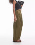 Topshop pull on pleated balloon trouser in khaki