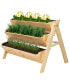47" x 27" x 32" 3-Tier Wood Raised Garden Bed with Clapboard for Tools