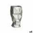 Vase 3D Face Silver Polyresin 12 x 24,5 x 16 cm (4 Units)
