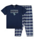 ფოტო #1 პროდუქტის Men's Deep Sea Blue, Gray Seattle Kraken Big and Tall T-shirt and Pajama Pants Sleep Set