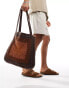 ASOS DESIGN oversized crochet tote bag in brown