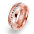 Фото #1 товара Украшение Gooix 444-02129-520 Ring из нержавеющей стали, покрытое розовым золотом, с белыми циркониями, цвет циферблата - розовое золото, диаметр циферблата 52 мм.