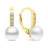 Charming gold-plated earrings with pearls and zircons EA385Y