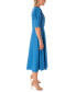 Women's Puff-Sleeve Ottoman Knit Midi Dress