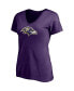 ფოტო #3 პროდუქტის Women's Lamar Jackson Purple Baltimore Ravens Player Icon Name and Number V-Neck T-shirt