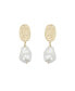 Фото #1 товара Matted Gold Sculpted Oversized Baroque Pearl Drop Earrings