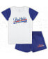 ფოტო #1 პროდუქტის Women's White, Royal Buffalo Bills Plus Size Downfield T-shirt and Shorts Sleep Set