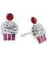 ფოტო #1 პროდუქტის Crystal Cupcake Stud Earrings in Sterling Silver, Created for Macy's
