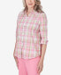 Фото #5 товара Petite Miami Beach Button Down Plaid Blouse