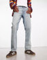 Фото #1 товара ASOS DESIGN straight leg jeans in y2k mid wash blue