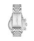 ფოტო #2 პროდუქტის Men's Watch with Japan Chrono Movement, Silver Stainless Steel Case, Green Dial, Black/Rose Bezel Stainless Steel beaded bracelet