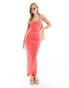 ASOS DESIGN ribbed strappy square neck midaxi dress in pink