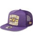 ფოტო #2 პროდუქტის Men's Purple Los Angeles Lakers Logo A-Frame 9Fifty Trucker Snapback Hat