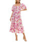 ფოტო #1 პროდუქტის Juniors' Printed Pleat-Front Smocked-Back Dress