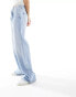 Stradivarius pleat front wide leg jean in light wash blue