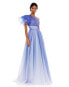 Фото #7 товара Women's Glitter Ombre Ruffled One Shoulder Ball gown