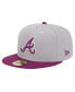 Фото #1 товара Men's Gray/Purple Atlanta Braves Two-Tone Color Pack 59FIFTY Fitted Hat