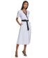 Фото #2 товара Women's Linen-Blend Puff-Sleeve Midi Dress