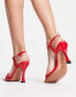 River Island strappy knot detail heeled sandal in red