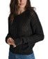 Women's Open-Stitch Long-Sleeve Sweater Черный, XS - фото #3