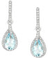 Фото #1 товара Aquamarine (1-1/3 ct. t.w.) & Diamond (1/5 ct. t.w.) Teardrop Halo Drop Earrings in 14k White Gold