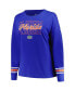 Фото #3 товара Women's Royal Florida Gators Plus Size Triple Script Scoop Neck Long Sleeve T-shirt