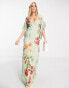 Фото #2 товара Hope & Ivy backless maxi dress in sage green floral