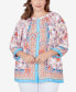 Фото #1 товара Plus Size Button Front Floral Printed Crepe Georgette Blouse
