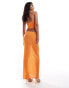 ASOS DESIGN co-ord textured maxi skirt in orange