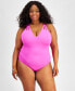 Фото #1 товара Plus Size Color Code Strappy One-Piece Swimsuit