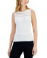 ფოტო #1 პროდუქტის Women's Ribbed Illusion-Stripe Sleeveless Crewneck Sweater