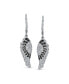 ფოტო #3 პროდუქტის Two Tone Spiritual Guardian Angel Wing Feather Cubic Zirconia Black White CZ Lever back Earrings For Women