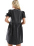 Фото #5 товара Miss Selfridge petite short sleeve mini smock dress in washed grey