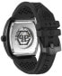 Фото #3 товара Men's Automatic The $keleton Rainbow Crystal and Black Silicone Strap Watch 44mm