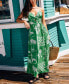 Women's Green Tropical Sweetheart Twist & Keyhole Maxi Beach Dress