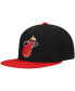 ფოტო #4 პროდუქტის Men's Black, Red Miami Heat Hardwood Classics Core Side Snapback Hat