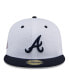 Фото #4 товара Men's White Atlanta Braves Throwback Mesh 59Fifty Fitted Hat